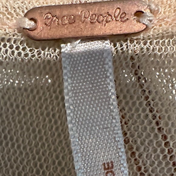 Free People Sheer Embroidered Short Sleeve Top - pink and Black - Picture 3 of 10